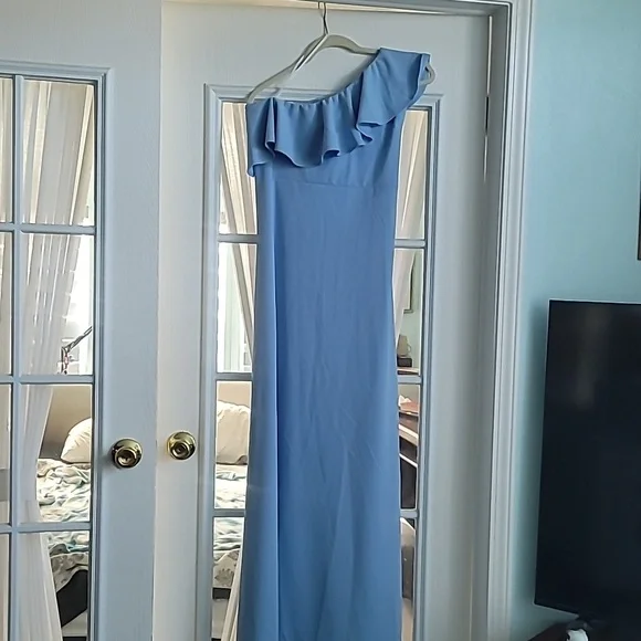 LuLu's Women's Prom Dress Elegant Powder Blue One-Shoulder Dress Pastel Sz M NWT - Picture 3 of 7
